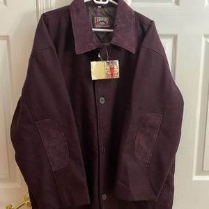 Plum Wool Jacket with Suede Collar and Detailing